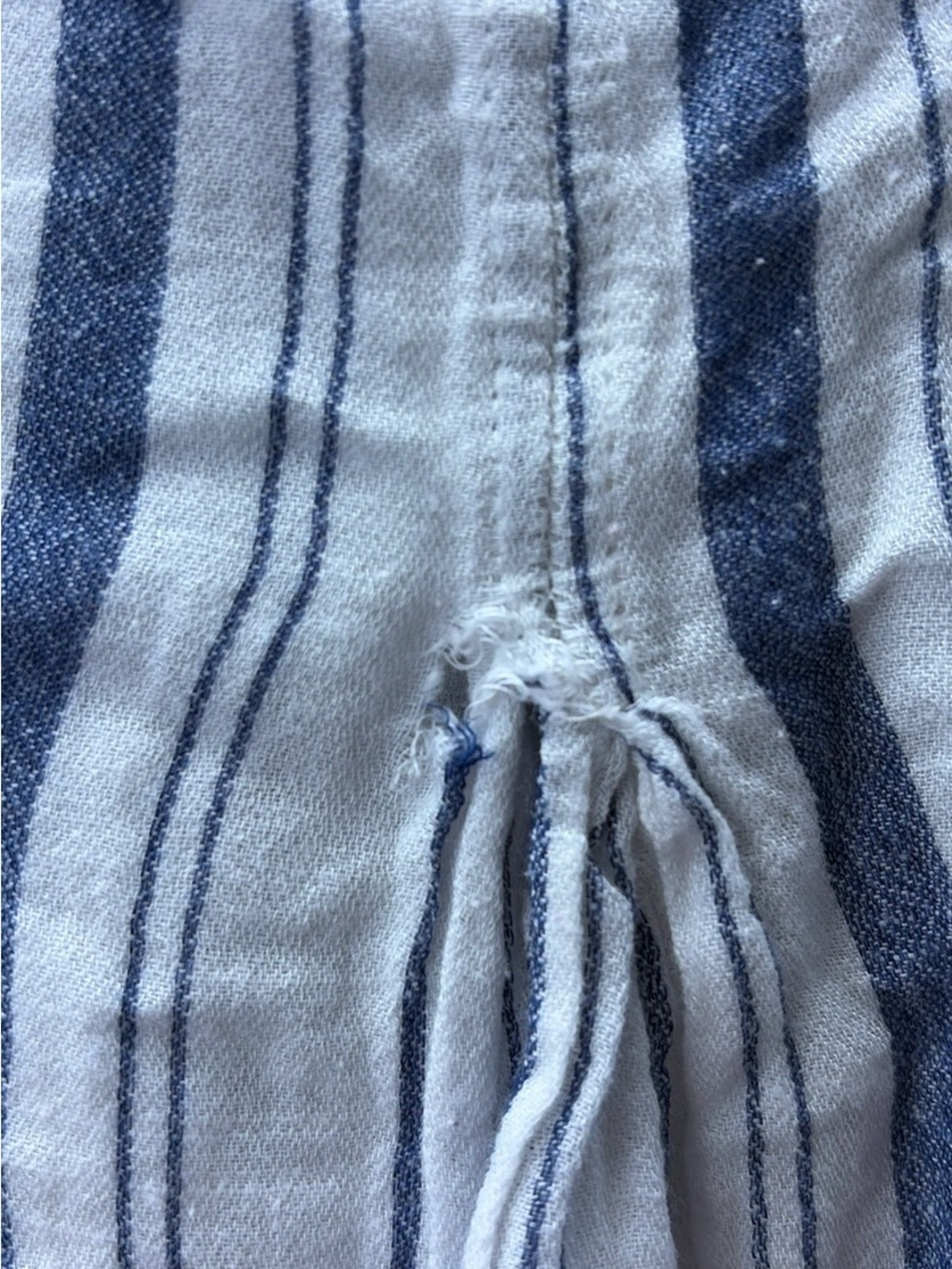 Lucky Brand White and Blue Striped Linen Button Pullover Blouse - Picture 4 of 4